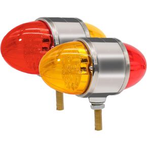 NeaLia Double Face Pedestal Fender Light, 34 LED Dual Revolution Amber Red Watermelon Lights for Semi Truck, 2PCS Turn Signal Marker Tail Light for Trailer Towing Tractor RV Brake Turning
