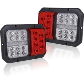 POVTOR RV Tail Lights, 66 LEDs Double Led Trailer Tail Lights with Horizontal Mount Stop Turn Tail Brake Reverse Lights for RV Trailer Camper Trucks 2pcs