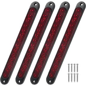 4Pieces 10" Inch LED Trailer Tail Light Bar Aluminum Housing, 14-LED Trailer Stop Turn Tail Lights Bar 3RD Third Brake Bar Strip Identification Light IP68 Waterproof for Golf Cart Truck RV UTV ATV