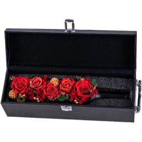 Preserved Rose In a Box, Real Forever Fresh Flower Gift for Her, Unique Birthday Valentines Day Bouquet Idea for Women, Home Immortal Flower for Wine Racks, Tables, Fireplace, Living Room Decor