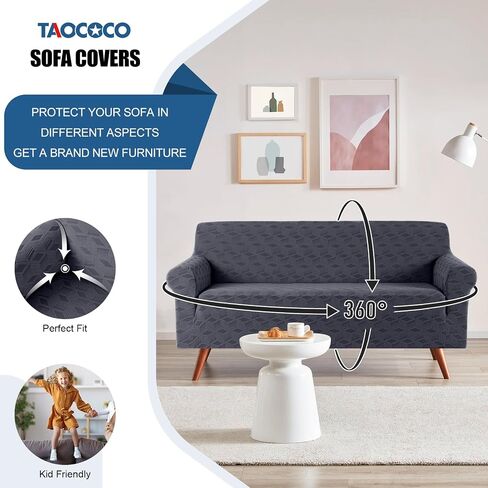 TAOCOCO Stretch Chair Slipcover, 1Piece Non Slip Armchair Cover Washable Chair Sofa Slipcover with 1PCS Throw Pillow Cover, Jacquard Furniture Protector for Pets Dog(1 Seater,Beige) in Saudi Arabia