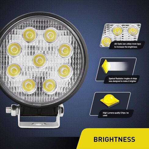 Nilight LED القرون 10 قطع 4.5 بوصة 27 واط ضوء الفيضانات المستديرة على الطرق الوعرة أضواء الضباب على الطرق الوعرة أضواء القيادة سقف LED ضوء بار ضوء العمل للدراجات النارية ATV UTV SUV شاحنة قارب، 2 سنة الضمان in Saudi Arabia