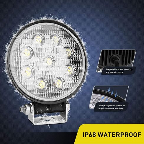 Nilight LED القرون 10 قطع 4.5 بوصة 27 واط ضوء الفيضانات المستديرة على الطرق الوعرة أضواء الضباب على الطرق الوعرة أضواء القيادة سقف LED ضوء بار ضوء العمل للدراجات النارية ATV UTV SUV شاحنة قارب، 2 سنة الضمان in Saudi Arabia