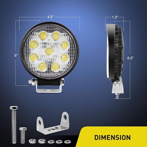 Nilight LED القرون 10 قطع 4.5 بوصة 27 واط ضوء الفيضانات المستديرة على الطرق الوعرة أضواء الضباب على الطرق الوعرة أضواء القيادة سقف LED ضوء بار ضوء العمل للدراجات النارية ATV UTV SUV شاحنة قارب، 2 سنة الضمان in Saudi Arabia