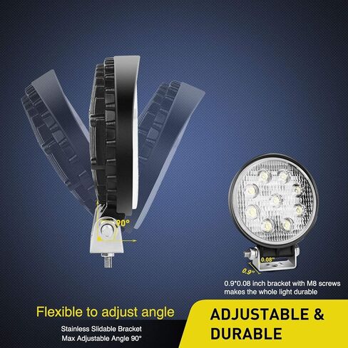 Nilight LED القرون 10 قطع 4.5 بوصة 27 واط ضوء الفيضانات المستديرة على الطرق الوعرة أضواء الضباب على الطرق الوعرة أضواء القيادة سقف LED ضوء بار ضوء العمل للدراجات النارية ATV UTV SUV شاحنة قارب، 2 سنة الضمان in Saudi Arabia
