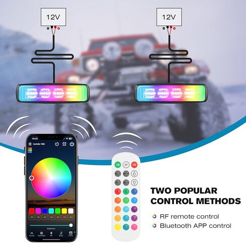 6 بوصة RGB LED القرون الخفيفة للشاحنات، 60W 12000Lm 12V مقاوم للماء متعدد الألوان على الطرق الوعرة ضوء العمل شريط أضواء الفيضانات أضواء القيادة لجرارات ATV UTV على الطرق الوعرة 4WD سيارة عربة الغولف قارب، 2 حزمة in Kuwait