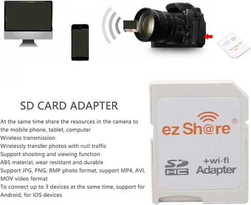 محول Zyyini TF إلى WiFi، كاتب قارئ محول WiFi عالي السرعة لكاميرا SLR، يدعم إعدادات WiFi، محول لنظام Android، لأجهزة iOS، محول للهاتف اللوحي in Saudi Arabia