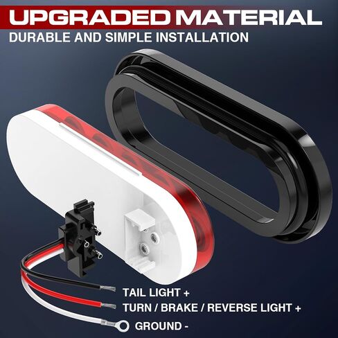 2 PCS 6 Inch LED Trailer Light, Stop Turn Tail Lights with Grommet and Plug, Side Clearance Marker Lamps Sealed Flush - Oval Red in Saudi Arabia