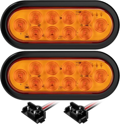 قطعتان من مصابيح LED للمقطورة مقاس 6 بوصات، مصابيح إيقاف الانعطاف مع حلقة معدنية وقابس، مصابيح علامة التخليص الجانبية محكمة الغلق - أحمر بيضاوي in Kuwait