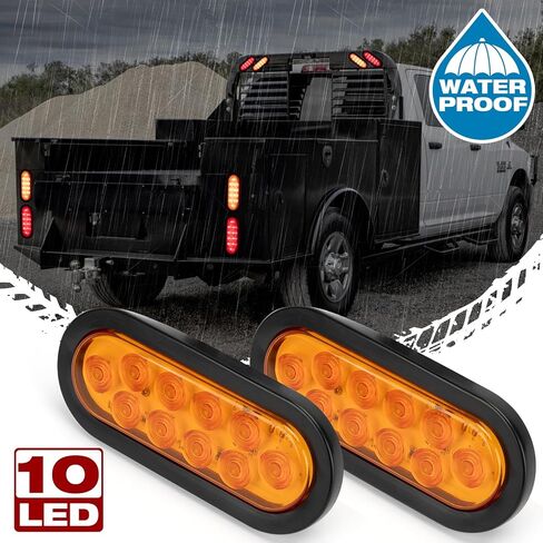 قطعتان من مصابيح LED للمقطورة مقاس 6 بوصات، مصابيح إيقاف الانعطاف مع حلقة معدنية وقابس، مصابيح علامة التخليص الجانبية محكمة الغلق - أحمر بيضاوي in Kuwait