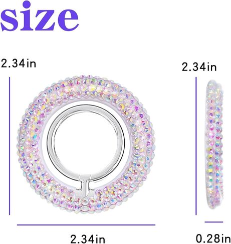 Erolagomat Bling Magnetic Cell Phone Ring Holder Grip Compatible with MagSafe，Glitter Sparkle Magnet Finger Phone Ring Grip Stand Holder Compatible with iPhone 15 14 Plus 13 12, Pro, Pro Max, Mini in Saudi Arabia