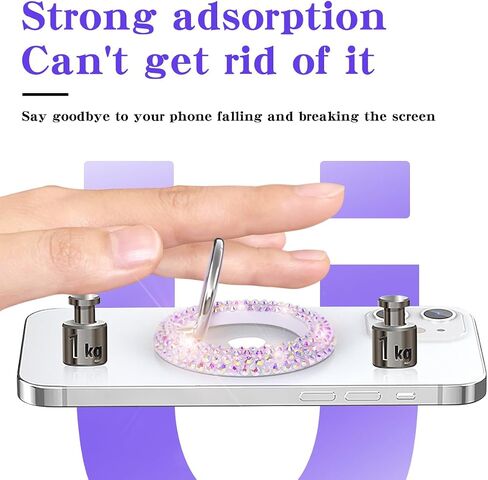 Erolagomat Bling Magnetic Cell Phone Ring Holder Grip Compatible with MagSafe，Glitter Sparkle Magnet Finger Phone Ring Grip Stand Holder Compatible with iPhone 15 14 Plus 13 12, Pro, Pro Max, Mini in Saudi Arabia