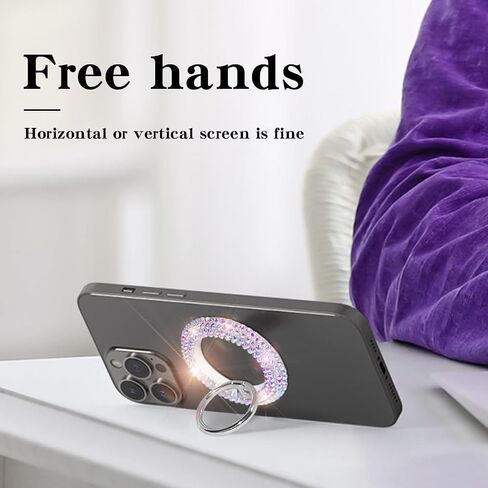 Erolagomat Bling Magnetic Cell Phone Ring Holder Grip Compatible with MagSafe，Glitter Sparkle Magnet Finger Phone Ring Grip Stand Holder Compatible with iPhone 15 14 Plus 13 12, Pro, Pro Max, Mini in Saudi Arabia