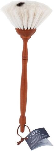 Redecker Goat Hair Dust Brush with Oiled Pearwood Handle, 13-1/2 inches, Durable Everyday Duster Cleans Delicate Surfaces, Hanging Loop for Storage, Light with Black Dot, Made in Germany in Saudi Arabia