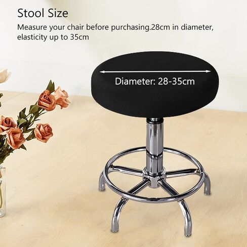 أغطية مقاعد البار المستديرة باللون الأسود، أغطية كراسي بار مرنة، أغطية قابلة للغسل، وسادة مقعد قابلة للغسل، تصنيفات للاستخدام في بار المنزل والفندق، 12-14 بوصة in Kuwait