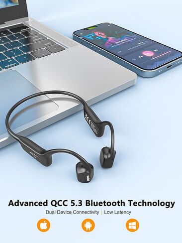 سماعة رأس MAIRDI Bone Conduction لاسلكية، بلوتوث 5.3 سماعة أذن مفتوحة مع ميكروفون، وقت تشغيل 8H وIP67 مقاومة للماء، سماعة رأس موصلة للعظام للجري والتمارين الرياضية وركوب الدراجات in Kuwait