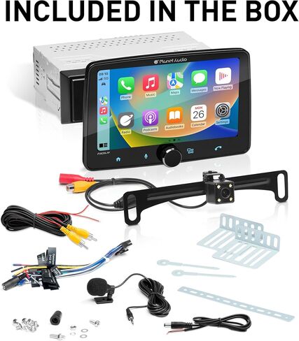 ستيريو السيارة Planet Audio P70CPA-PCF - Apple CarPlay، Android Auto، Single Din، شاشة لمس 7 بوصة، بلوتوث، بدون مشغل DVD CD، مستقبل راديو AM/FM، كاميرا احتياطية in Kuwait