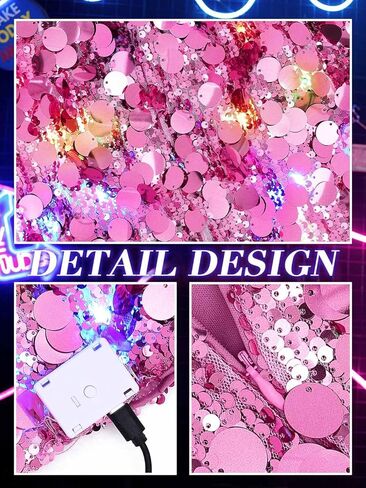 Nicute Women's Sequins Shorts Led Light Up Shorts Sparkly High Waist Hot Pants Bottoms Shorts for Music Festival Disco Party in Kuwait