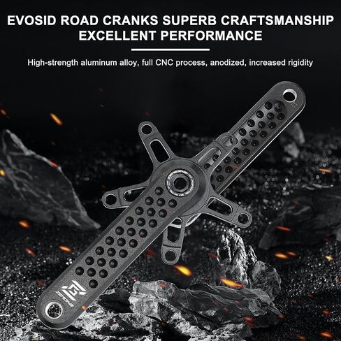 مجموعة ذراع ذراع GXP لدراجة الطريق 165 مم/170 مم/175 مم متوافقة مع دراجة المدينة، دراجة قابلة للطي، دراجة الطريق 3 مسامير تثبيت مباشر (أسود + BB، 170 مم) in Kuwait