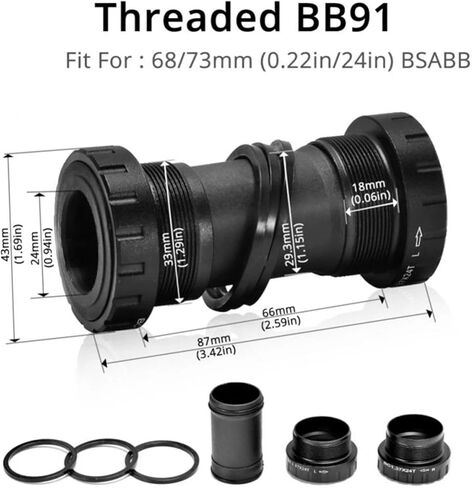 مجموعة ذراع ذراع GXP لدراجة الطريق 165 مم/170 مم/175 مم متوافقة مع دراجة المدينة، دراجة قابلة للطي، دراجة الطريق 3 مسامير تثبيت مباشر (أسود + BB، 170 مم) in Kuwait