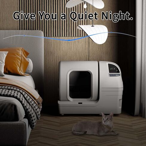 Automatic Cat Litter Box Self Cleaning - UPFAS 100L Extra Large Cat Litter Box with APP Control & Safe Alert & Smart Health Monitor, Odor Removal Cat Litter Box for Multiple Cats, White in Kuwait