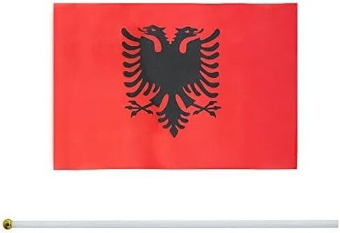 25 Pack Hand Held Small Mini Flag Albania Albanian Flag Stick Flag Round Top National Country Flags,Party Decorations Supplies For Parades,World Cup,Festival Events,International Festival in Saudi Arabia