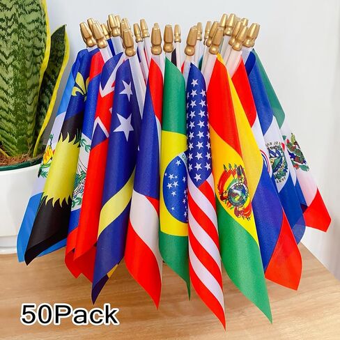 شمال جنوب أمريكا الوسطى 50 دولة عصا الأعلام مجموعة صغيرة صغيرة أمريكا اللاتينية لاتينو الكاريبي العلم باليد، عموم الألعاب الأمريكية ديكورات الطبقة المدرسية، 5x8 بوصة in Kuwait