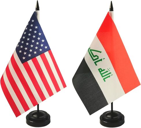 1 American and 1 Icelander 8"x5" Miniature Desk & Table Flag, Includes 2 Flag Stands & 2 Small Mini Stick Flags, USA American & Iceland Flag,Iceland Flags ,Iceland Room Flag, Friendship Flags of the World in Saudi Arabia