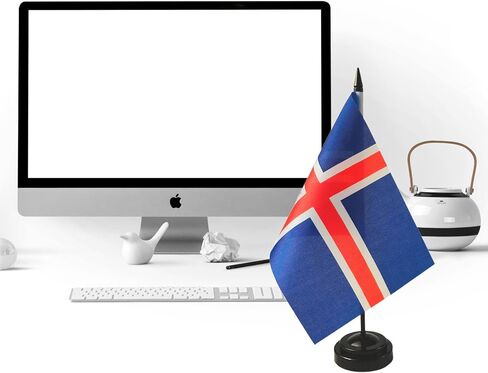 1 American and 1 Icelander 8"x5" Miniature Desk & Table Flag, Includes 2 Flag Stands & 2 Small Mini Stick Flags, USA American & Iceland Flag,Iceland Flags ,Iceland Room Flag, Friendship Flags of the World in Saudi Arabia