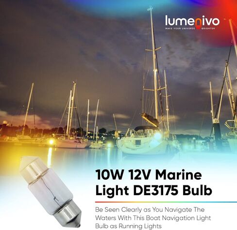 lumenivo 12V Marine Light DE3175 Bulb Replacement for Perko 0071DP0CLR 12V 10 Watt / .80 Amp Double Ended Festoon Bulb, 3175 12V 10W Boat Light Bulb, Aerogarden Light Bulbs - Clear - 1 Pack in Kuwait
