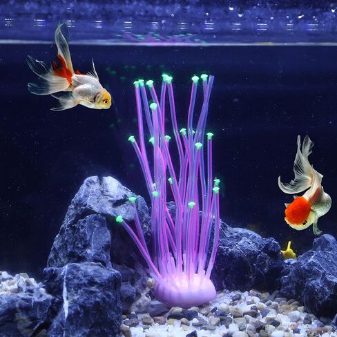 VOCOSTE Aquarium Simulation Coral Sea Urchins, Silicone Fluorescent Coral Glow Ornaments Fish Tank Landscape Decoration, Pink in Saudi Arabia