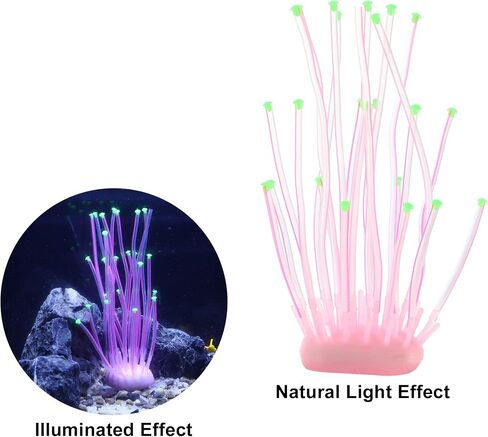 VOCOSTE Aquarium Simulation Coral Sea Urchins, Silicone Fluorescent Coral Glow Ornaments Fish Tank Landscape Decoration, Pink in Saudi Arabia