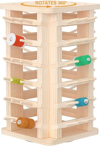 YBING 360° Rotating Thread Holder Wooden 72 Spools Thread Rack Embroidery Thread Organizer for Spools of Thread Wood Sewing Spool Holder for Quilting in Kuwait