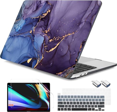 DONGKE for MacBook Pro 13 Inch Case 2023-2016 Release A2338 M2 M1 A2251 A2289 A2159 A1989 A1706 Touch Bar & Touch ID, Hard Shell with USB C to USB Adapter & Keyboard Cover, Florals in Kuwait