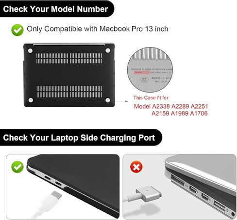 BlueSwan Compatible for MacBook Pro 13 inch Case 2024 2023-2017 A2338 M2/M1Chip A2289 A2251 A2159 A1989 A1706, Protective Hard Case & Keyboard Cover & Mini Storage Bag, Matte Black in Kuwait