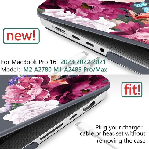 TWOLSKOO for MacBook Pro 16 Inch Case 2023 2022 2021 Release M2 A2780 M1 A2485 M1 Pro/Max, Hard Shell Case & Keyboard Cover & Screen Protector for Mac Pro 16" with Touch ID, Abstract Flower in Saudi Arabia