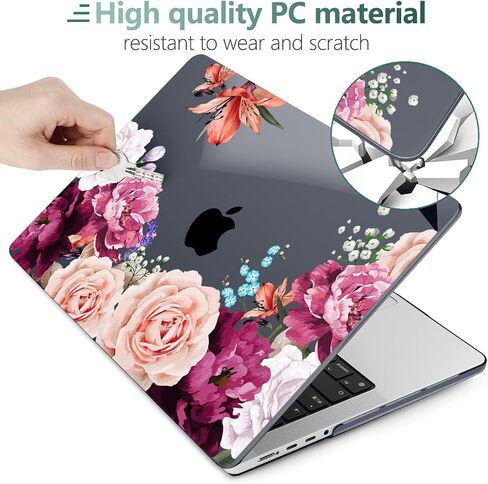 TWOLSKOO for MacBook Pro 16 Inch Case 2023 2022 2021 Release M2 A2780 M1 A2485 M1 Pro/Max, Hard Shell Case & Keyboard Cover & Screen Protector for Mac Pro 16" with Touch ID, Abstract Flower in Saudi Arabia