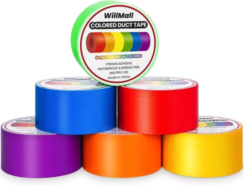 Colored Duct Tape Heavy Duty: Rainbow Bright 2 Inch Wide x 60ft Variety Pack Furniture Repair Decorative Duct Tape Bulk - Great for Arts Crafts DIY Packaging Indoor Outdoor (2in x 10 Yards) in Saudi Arabia