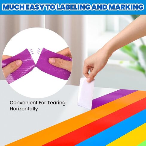 Colored Duct Tape Heavy Duty: Rainbow Bright 2 Inch Wide x 60ft Variety Pack Furniture Repair Decorative Duct Tape Bulk - Great for Arts Crafts DIY Packaging Indoor Outdoor (2in x 10 Yards) in Saudi Arabia