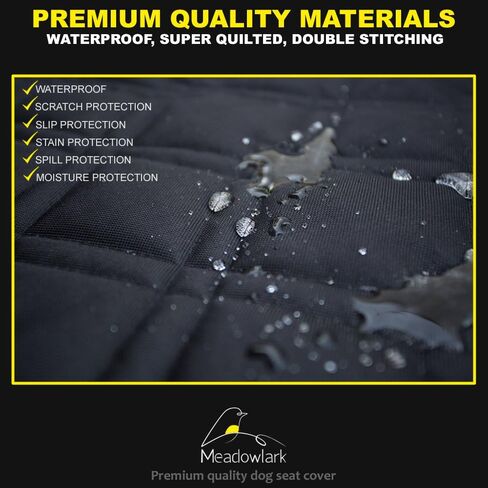 Meadowlark Dog Car Seat Cover Front Seat Cover Waterproof Scratch Proof Car Seat Covers for Dogs Car Seat Protector for Dogs for Trucks Cars & SUVs w/Free Seat Belt & Headrest Cover – 45 x 21 in Black in Saudi Arabia