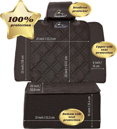 Meadowlark Dog Car Seat Cover Front Seat Cover Waterproof Scratch Proof Car Seat Covers for Dogs Car Seat Protector for Dogs for Trucks Cars & SUVs w/Free Seat Belt & Headrest Cover – 45 x 21 in Black in Saudi Arabia
