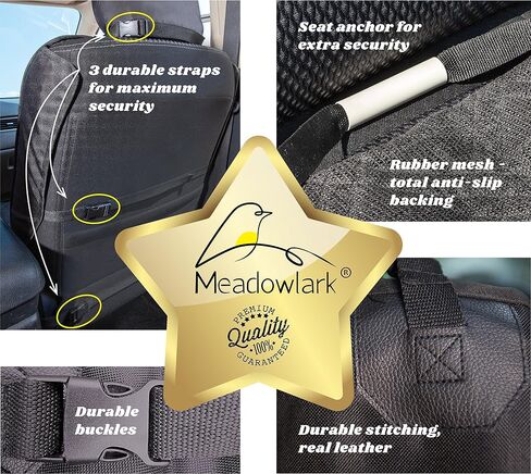 Meadowlark Dog Car Seat Cover Front Seat Cover Waterproof Scratch Proof Car Seat Covers for Dogs Car Seat Protector for Dogs for Trucks Cars & SUVs w/Free Seat Belt & Headrest Cover – 45 x 21 in Black in Saudi Arabia