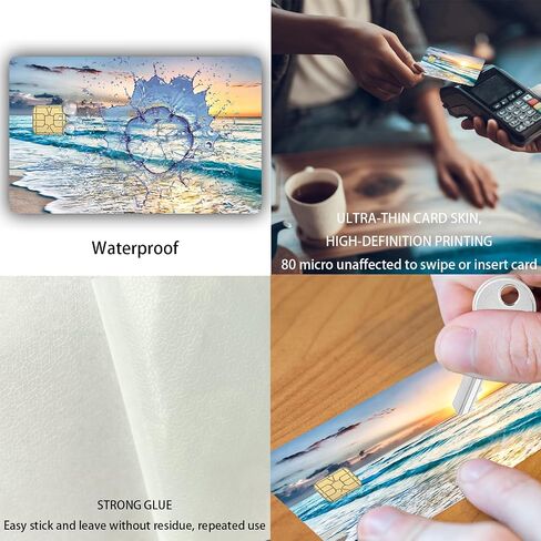 siayaharu Large Chip Credit Card Stickers Skin No Bubble Slim Waterproof Anti-Wrinkling Removable Vinyl Debit Cover Decals Sea in Saudi Arabia
