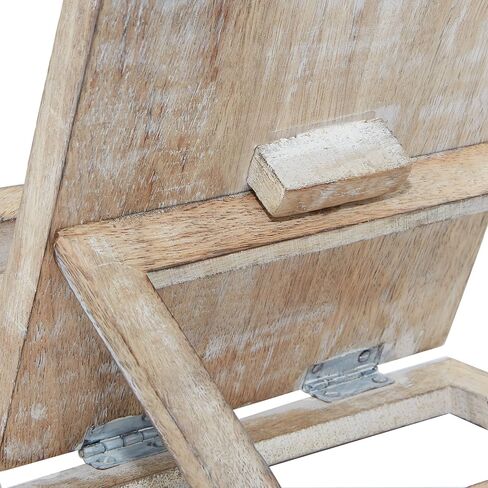 Deco 79 Wood Handmade Intricately Carved Tabletop Display Easel with Foldable Stand, 7" x 8" x 15", White in Saudi Arabia