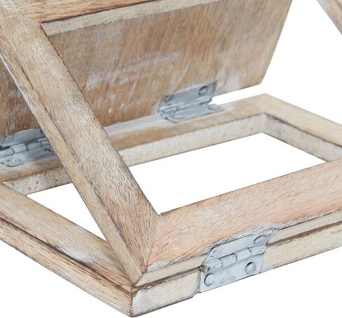 Deco 79 Wood Handmade Intricately Carved Tabletop Display Easel with Foldable Stand, 7" x 8" x 15", White in Saudi Arabia