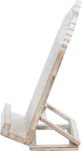 Deco 79 Wood Handmade Intricately Carved Tabletop Display Easel with Foldable Stand, 7" x 8" x 15", White in Saudi Arabia