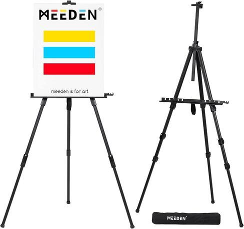 MEEDEN Aluminum Easel Stand, Metal Display Easel, Tripod Travel Easel with Bag, Field Art Easel, Adjustable Portable Easel for Painting, Plein Air Easel, Hold Canvas Max 48"H x 7/8"D in Saudi Arabia