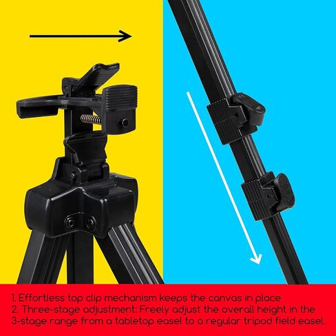 MEEDEN Aluminum Easel Stand, Metal Display Easel, Tripod Travel Easel with Bag, Field Art Easel, Adjustable Portable Easel for Painting, Plein Air Easel, Hold Canvas Max 48"H x 7/8"D in Saudi Arabia