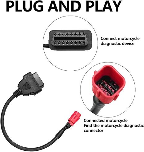 Zzxker Obd2 كابل محول، 16 دبوس إلى 6 دبوس كابل تشخيص OBD، Obd2 إلى Obd1 6pin محول التوصيل لهوندا جوزي كاواساكي سوزوكي دراجة نارية in Kuwait
