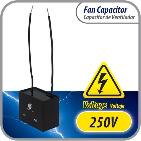 Appli Parts Fan Capacitor 10 mfd (microfarads) uf 250 VAC with 2 Wire Terminal Connections Compatible with Any Brand with Same capacitance 1-7/8in Width 1in Depth 1-1/2in Height CAP-10-250-2C in Saudi Arabia